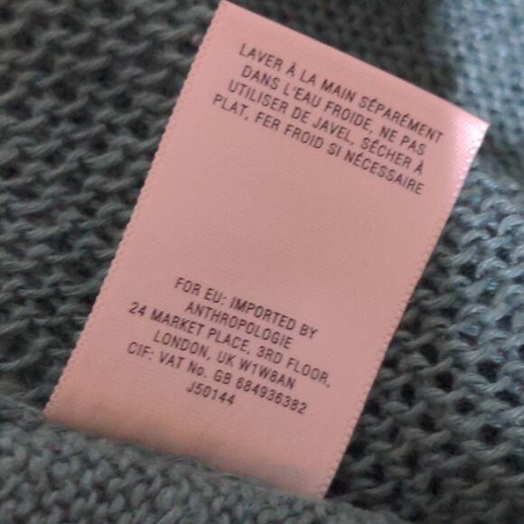 Angel Of The North Womens Cardigan Sweater Green Linen 3/4 Sleeve Petite MP - Picture 8 of 9